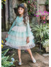 Tiffany Blue Soft Yarn Layered Flower Girl Dress Tiffany Blue Soft Yarn Layered Flower Girl Dress
